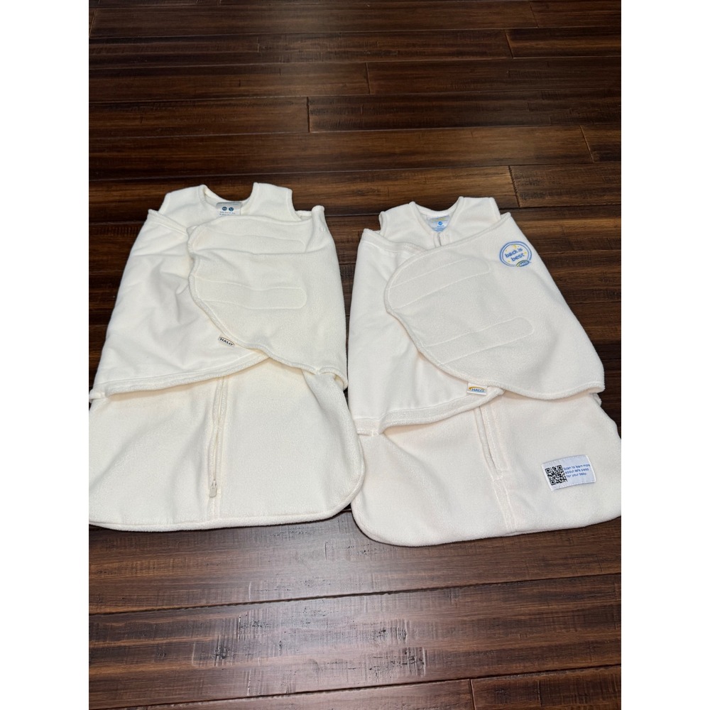 2 Pack Halo SleepSack Swaddle Fleece Wearable Blanket Cream Newborn 0-3M